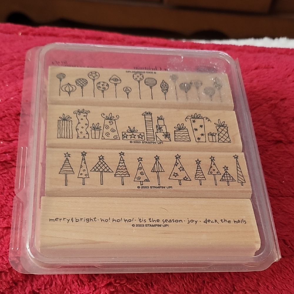 2003 Stampin' Up! "Crazy for Christmas" wooden rubber stamp set.
